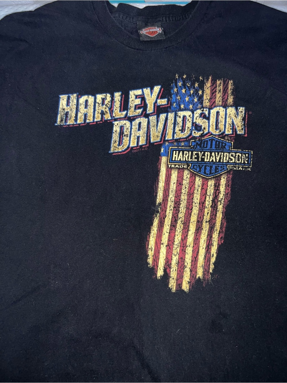 Harley-Davidson Mile High Denver Colorado Black Tee with Red White Shield Logo